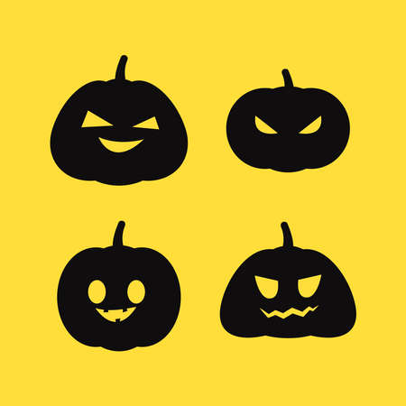 Evil pumpkin, illustration, vector on yellow background.のイラスト素材