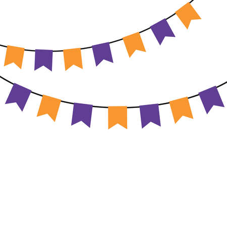 Halloween party flags with party confetti. Halloween frame.のイラスト素材