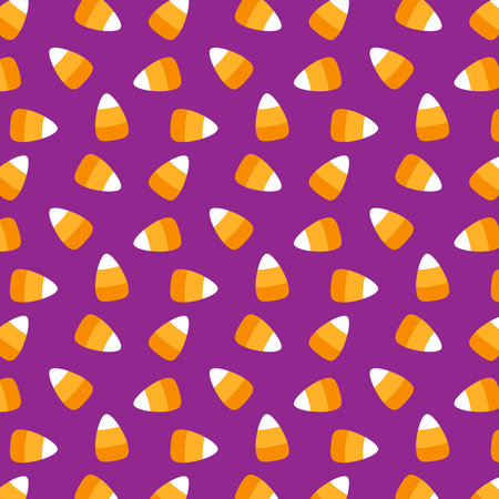 Candy corns vector cartoon style pattern background. Halloween trick or treat sweets background.