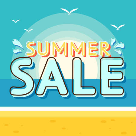 Hello summer sale storie, summer social post. Beach summer poster.のイラスト素材