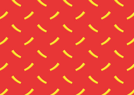 French fries pattern. French fries vector pattern background. French fries fast food pattern on red background.のイラスト素材