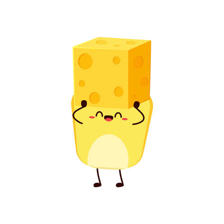 Corn and Cheese vector. Corn and Cheese character design. Corn on white background. Cube cheese.のイラスト素材