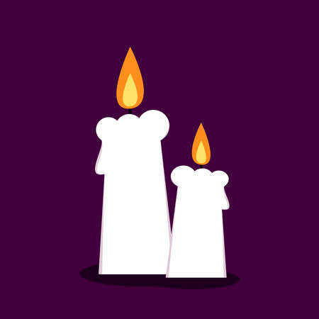 Halloween candle. Burning candles in different burn stages. Simple and clean modern cartoon style vector illustration.のイラスト素材