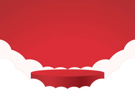 Red podium in the red room.のイラスト素材