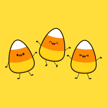 Candy corns vector cartoon. Halloween trick or treat sweets background.のイラスト素材