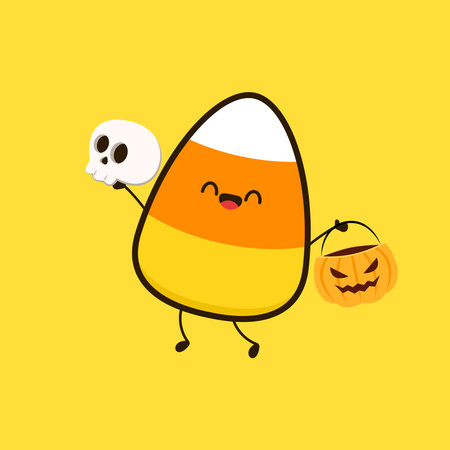 Candy corns vector cartoon. Halloween trick or treat sweets background.のイラスト素材