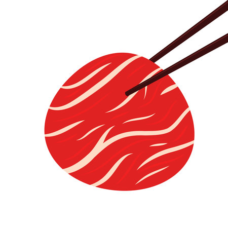 Chopsticks and Meat vector. Meat slice vector.のイラスト素材