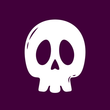 Black Skull on dark blue background. Skull icon. Halloween icon.のイラスト素材