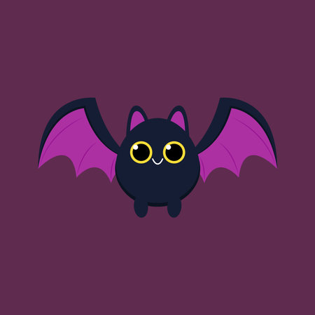 Bat cartoon in Halloween day. Cute bat mascot character cartoon icon illustration. Design isolated flat cartoon style.のイラスト素材