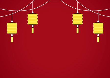 Chinese new year poster. wallpaper. free space for text. Chinese lamp vector.のイラスト素材