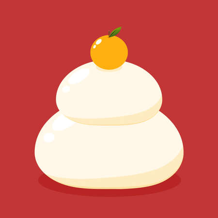 Japanese New Year Kagami Mochi Rice Cake. Illustration material Kagami mochi lucky charm simple vector.のイラスト素材