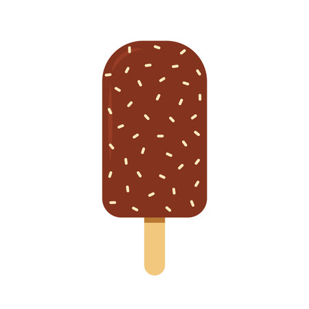 Chocolate ice cream on stick vector. (whole and bitten with filling) Isolated on white background.のイラスト素材