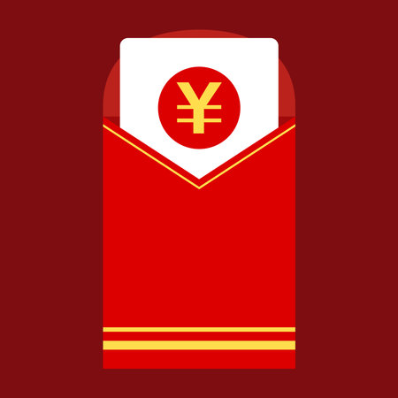 Chinese reward. Red paper pack. Envelope vector. Happy Chinese new year. Happy chinese new year greeting card 2023 little rabbit bunny year of the rabbit zodiac.のイラスト素材