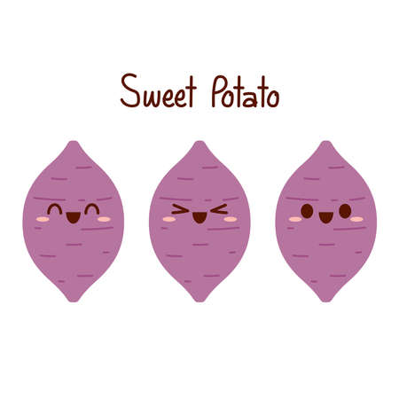 Roasted sweet potato. Sweet potato cartoon. Sweet potato character design.のイラスト素材
