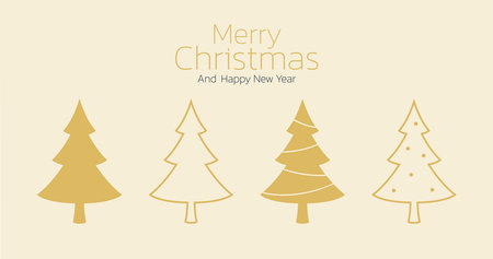 New Year greeting card design with stylized Christmas tree. Vector illustration. Christmas tree logo.のイラスト素材
