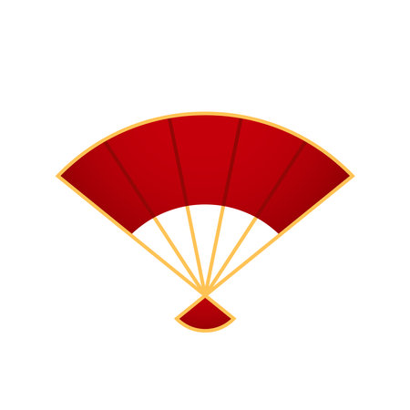 Chinese new year fan fill line icon. Chinese new year fan on white background.のイラスト素材