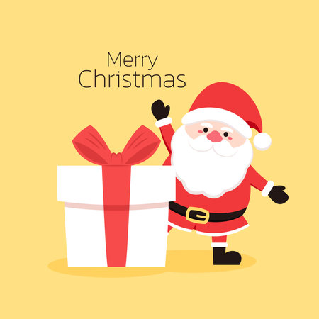 Cute Santa claus cartoon vector. Merry Christmas and happy new year greeting poster. Holiday cartoon character.のイラスト素材