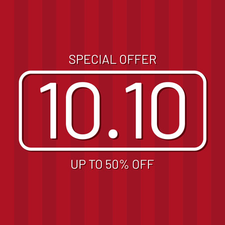 10.10 logo. 10.10 Shopping festival, Speech marketing banner design on red background. Vector illustration.のイラスト素材