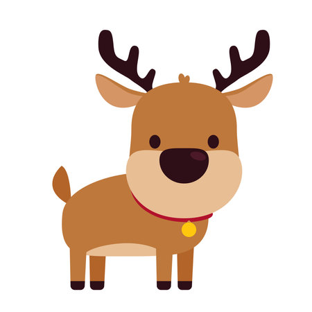 Brown reindeer on white background. Cute Reindeer in Christmas day.のイラスト素材