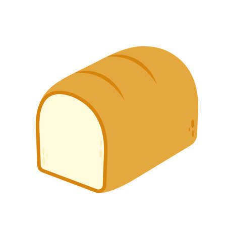 Bread cartoon vector. Bread, bakery icon, sliced fresh wheat bread isolated on white background.のイラスト素材