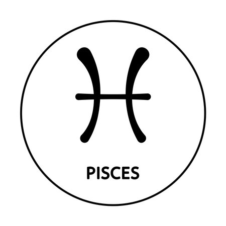 Astrological zodiac Pisces. 12 zodiac symbol. Astronomy occult symbol with zodiac sign.のイラスト素材