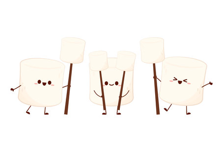 Marshmallow cartoon. marshmallow character design. Marshmallow vector.のイラスト素材