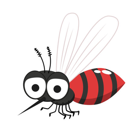 Cartoon mosquito vector isolated. Mosquito on white background.のイラスト素材