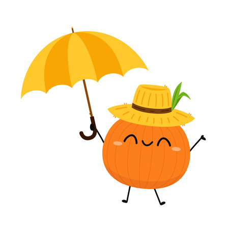 Pumpkin character design. Halloween vector background. Pumpkin face vector.のイラスト素材