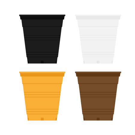 Empty plastic flower pot isolated on white background. Plastic pot vector.のイラスト素材