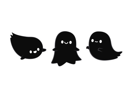 Cute ghost cartoon vector. Ghost character design. Halloween poster.のイラスト素材