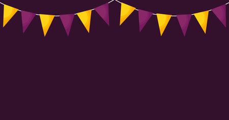 Halloween party flags with party confetti. Halloween frame.のイラスト素材