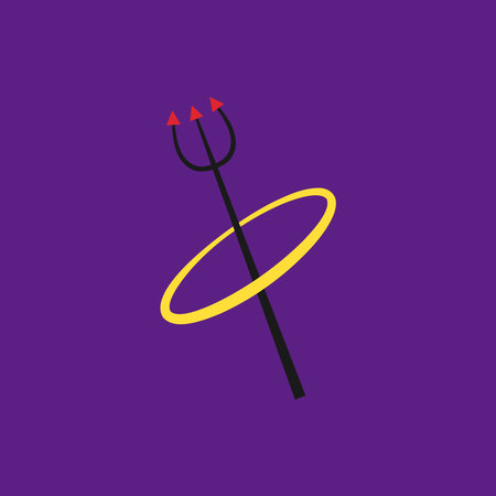Angel and devil or demon element icon set isolated on purple background - horns, light angel halo,...