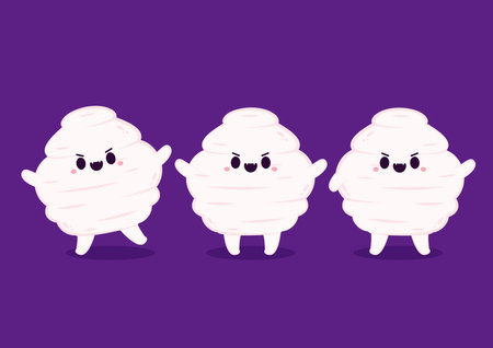 Cotton candy cartoon vector. Cotton candy in Halloween day. Cotton candy monster.のイラスト素材