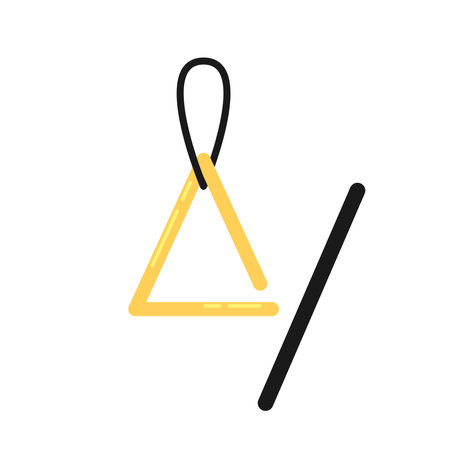 Metal musical Triangle icon vector. Metal musical Triangle with stick. Percussion music instrument icon isolated on white background.のイラスト素材