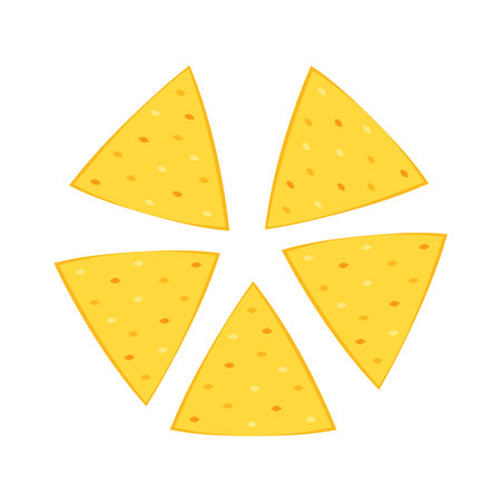 Nachos chip vector. Tortilla chips or nachos tortillas flat vector color icon.のイラスト素材