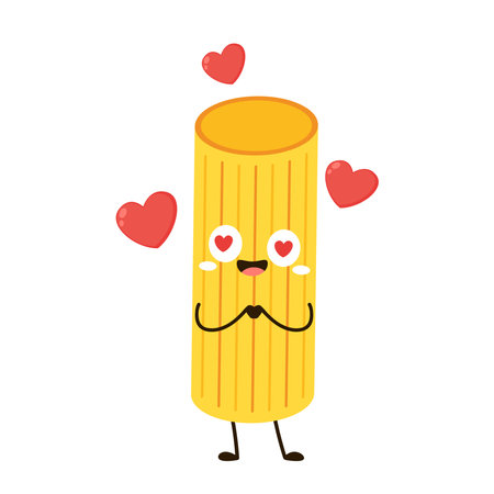 Pasta noodles character design. Pasta noodles on white background.のイラスト素材