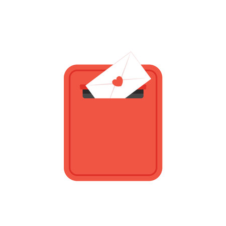 Mailbox vector. Red mailbox on yellow background. Love letter vector.