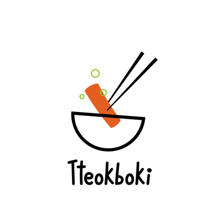 Tteokbokki Noodle vector. Korean food. Spicy rice cake. Tteokbokki logo design.のイラスト素材