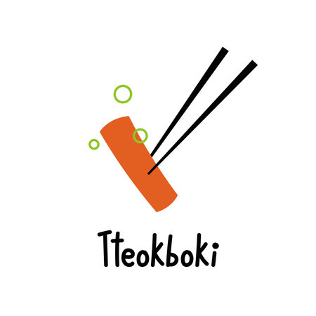 Tteokbokki Noodle vector. Korean food. Spicy rice cake.のイラスト素材