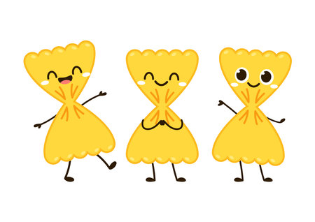 Farfalle pasta vector. Farfalle pasta on white background. Farfalle pasta cartoon vector.のイラスト素材