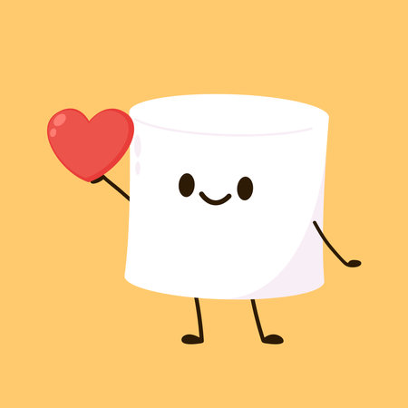 Marshmallow cartoon. marshmallow character design. Marshmellow cartoon in Valentine's day.のイラスト素材