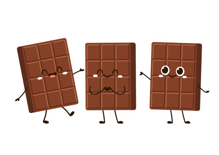Cute and funny chocolate bar character. Chocolate mascot.のイラスト素材