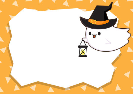 Cute ghost cartoon vector. Ghost character design. Halloween card vector.のイラスト素材
