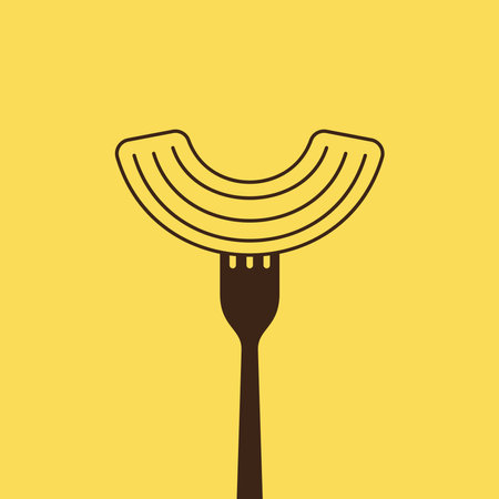 Pasta noodles vector. Pasta noodles on fork. Pasta noodles icon. Macaroni.のイラスト素材