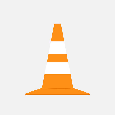 Traffic cone vector. Traffic cone icon on white background. Object for warning road. Cartoon flat design. Vector illudtration.のイラスト素材
