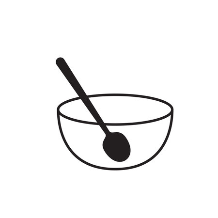 Bowl vector. Bowl on white background. Spoon in bowl vector.のイラスト素材