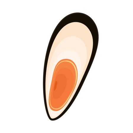 Mussels vector. Fresh and tasty seafood appetizing mussel. Object, product, delicious sea food in restaurant, seafood for cooking, fishing. Ingredients for cooking. Vector flat illのイラスト素材