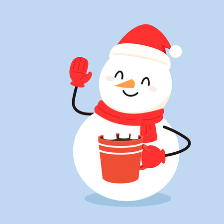 Snowman cartoon vector. Snowman wear a winter theme. Graphic resource about winter and christmas for content , banner, sticker label and greeting card.のイラスト素材