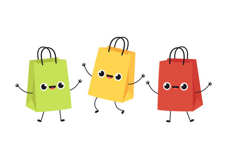 Paper bag character design. Paper bag vector. wallpaper.のイラスト素材