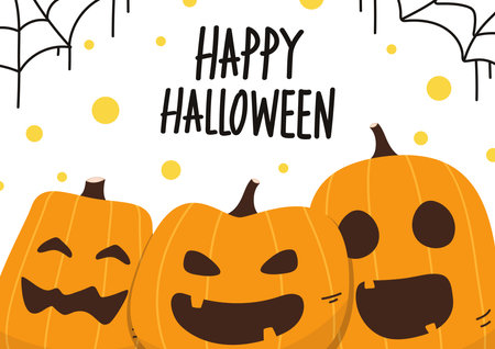 Halloween poster. Pumpkin cartoon vector. Halloween vector background. Pumpkin face.のイラスト素材